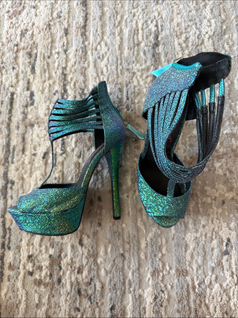 Steve Madden Iridescent Teal Green Platform Heels